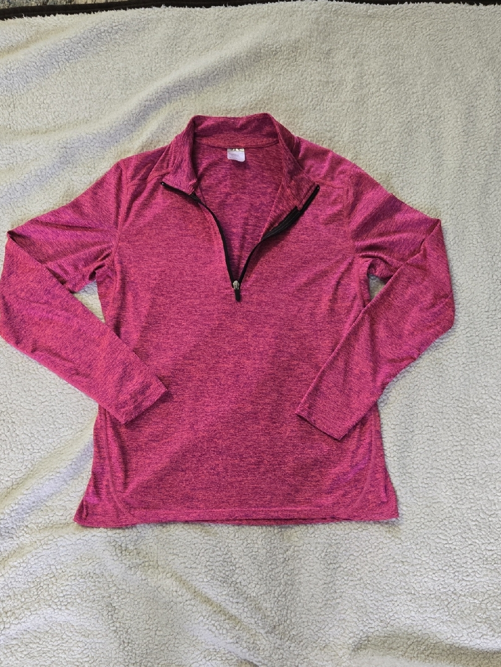 Women's Pink Quarter-Zip Long Sleeve Top